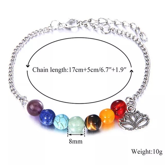 MORE COMING Chakra Healing Silver Anklet - Picture 2 of 6